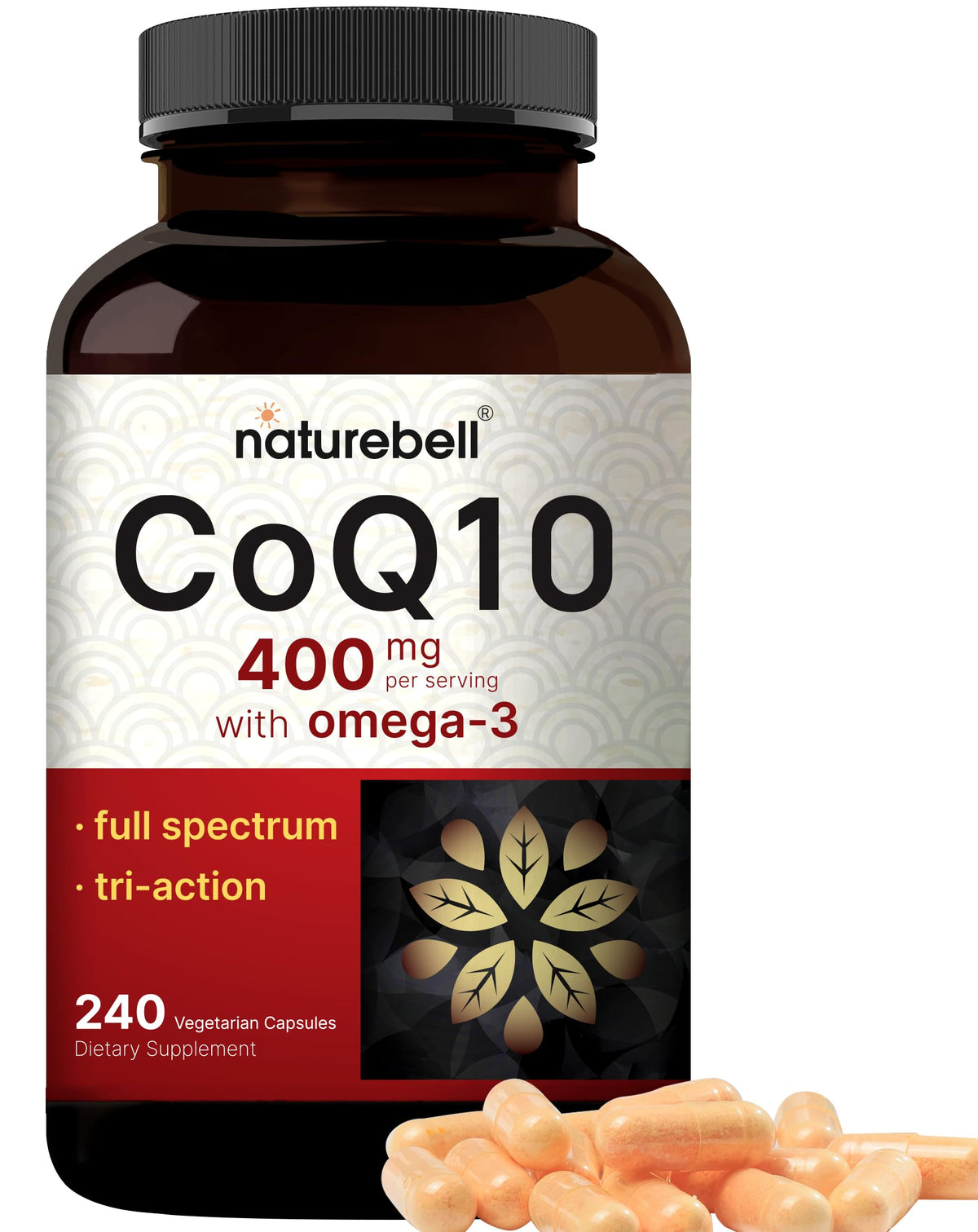 Main product image showing CoQ10 400mg with Omega-3 240 capsules