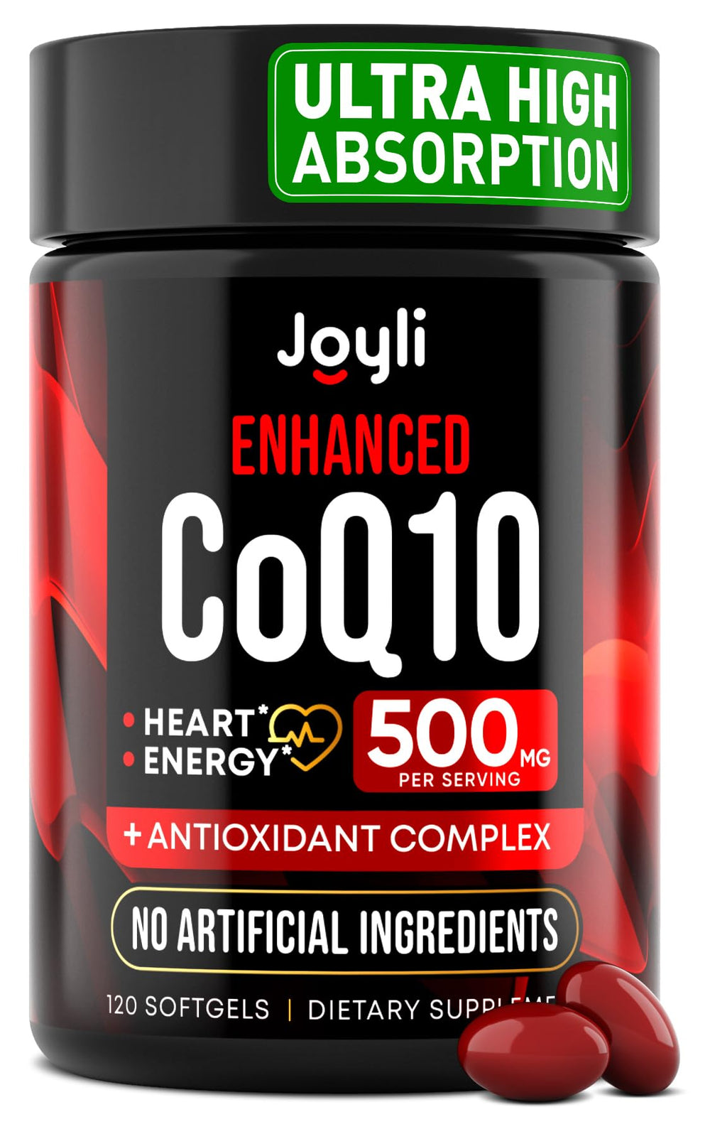Joyli High Absorption CoQ10 500mg bottle front view