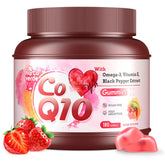 Front view of 180-count CoQ10 gummies bottle