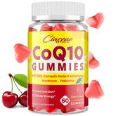 Bottle of CoQ10 Gummies with PQQ 400 mg and 60 cherry-flavored vegan gummies