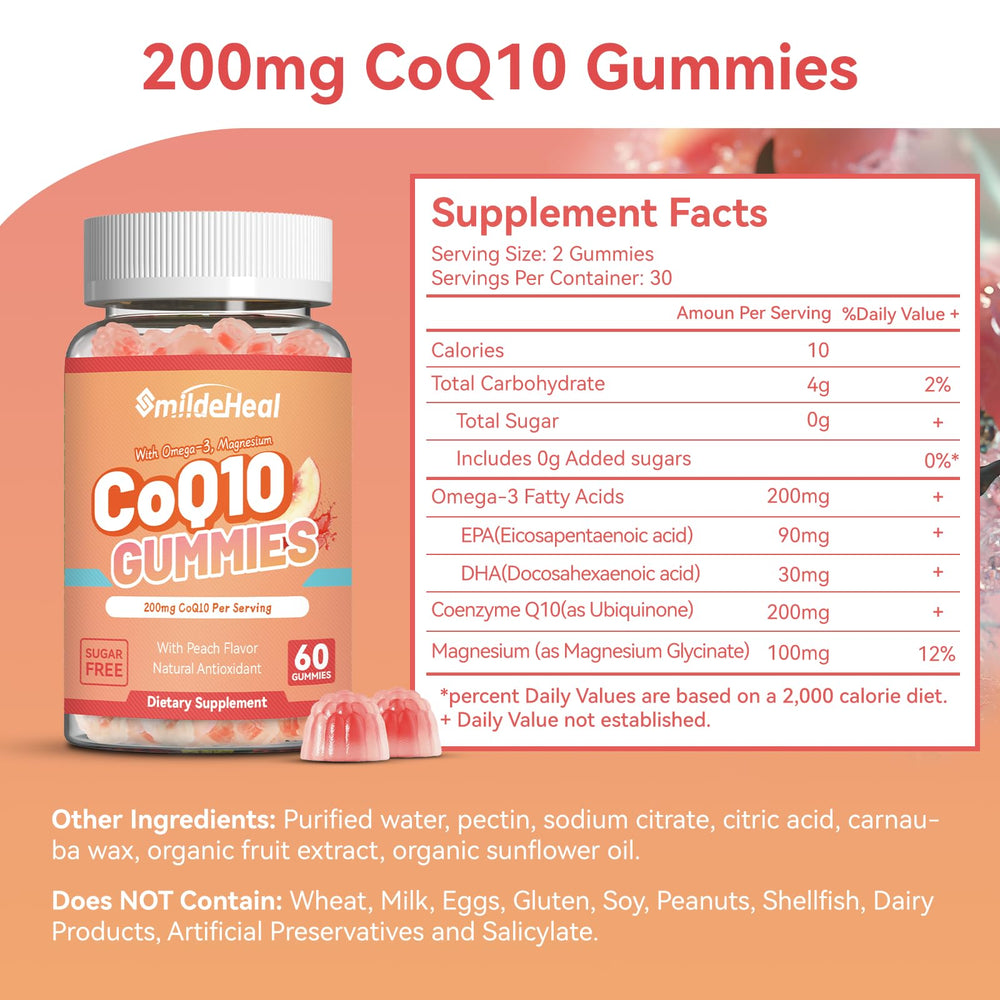 Omega-3 DHA/EPA illustration beside CoQ10 gummies
