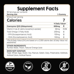 Back label with supplement facts for CoQ10 gummies