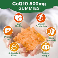 Heart health symbol with CoQ10 bottle