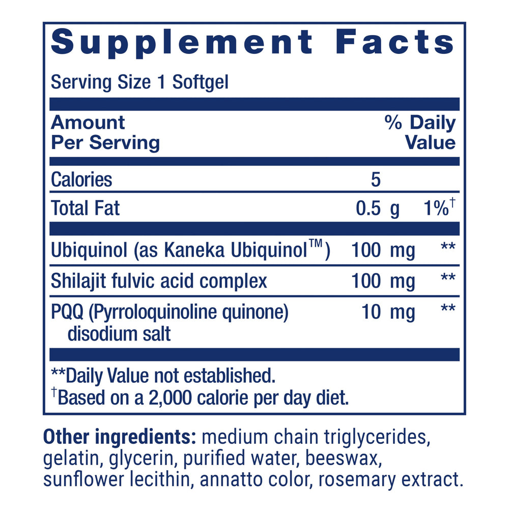 CoQ10 heart health and energy support 100 mg label