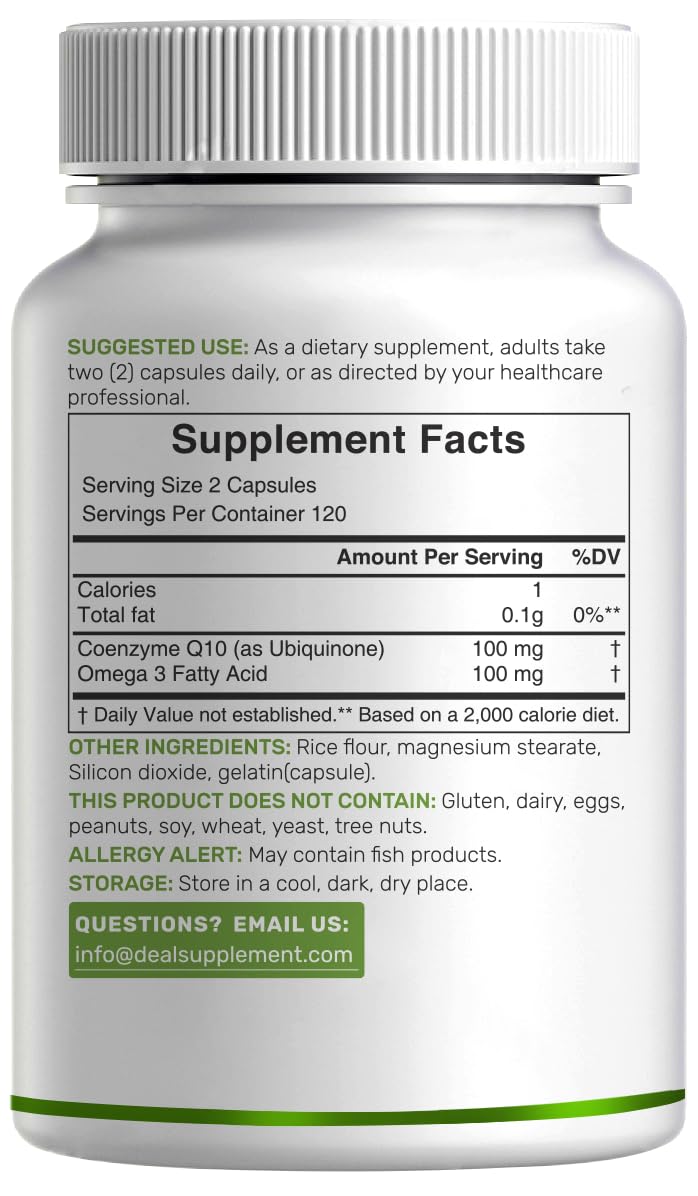 Non-GMO gluten-free CoQ10 with Omega-3 bottle