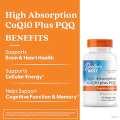 Close-up of vegetarian CoQ10 and PQQ capsules