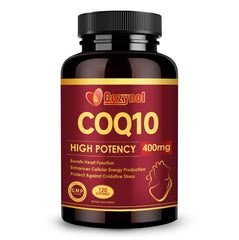 Front view of CoQ10 400mg Softgels packaging and bottle