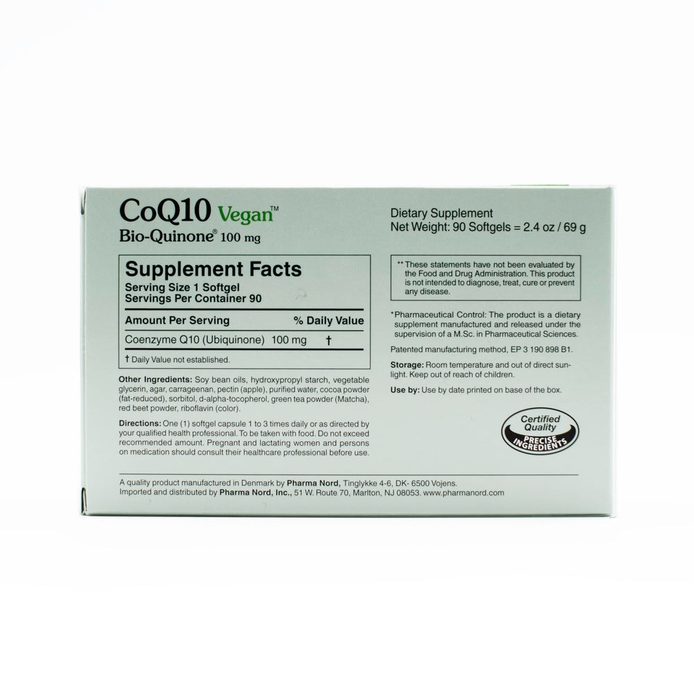 180 softgels bottle and packaging for CoQ10 vegan supplement