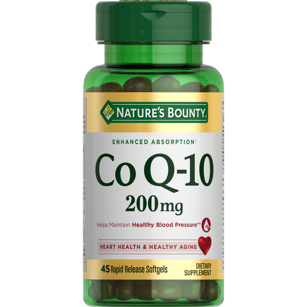 Nature's Bounty CoQ-10 Q-Sorb 200 mg rapid release softgels front bottle