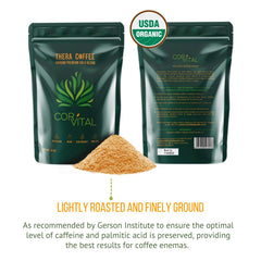 Close-up of Cor-Vital therapy roast coffee for enema
