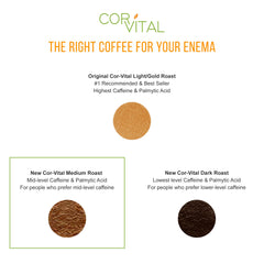 Cor-Vital medium-roast coffee beans ready for organic enema use with caffeine