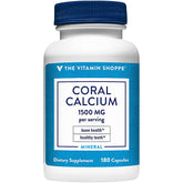 Bottle of The Vitamin Shoppe Coral Calcium 1500mg with 180 capsules