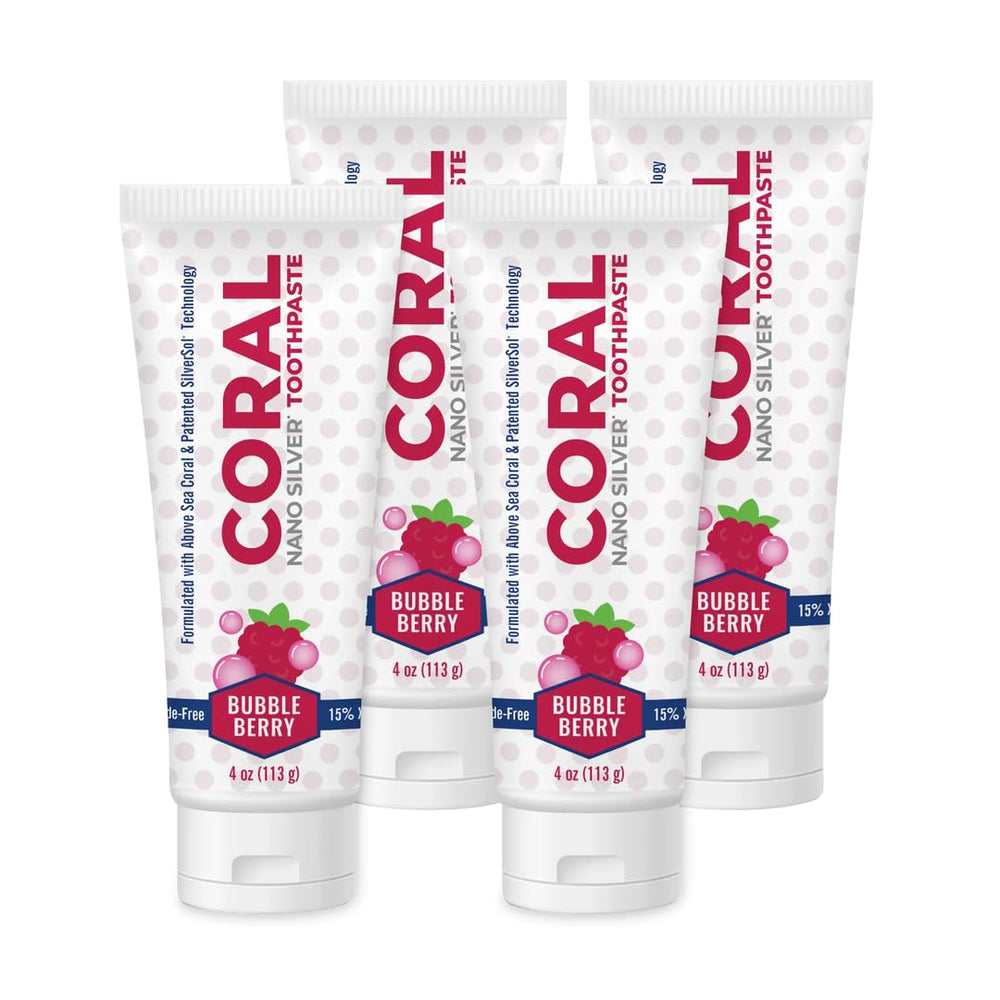 Coral Nano Silver Bubble Berry Kids Toothpaste packaging and tube