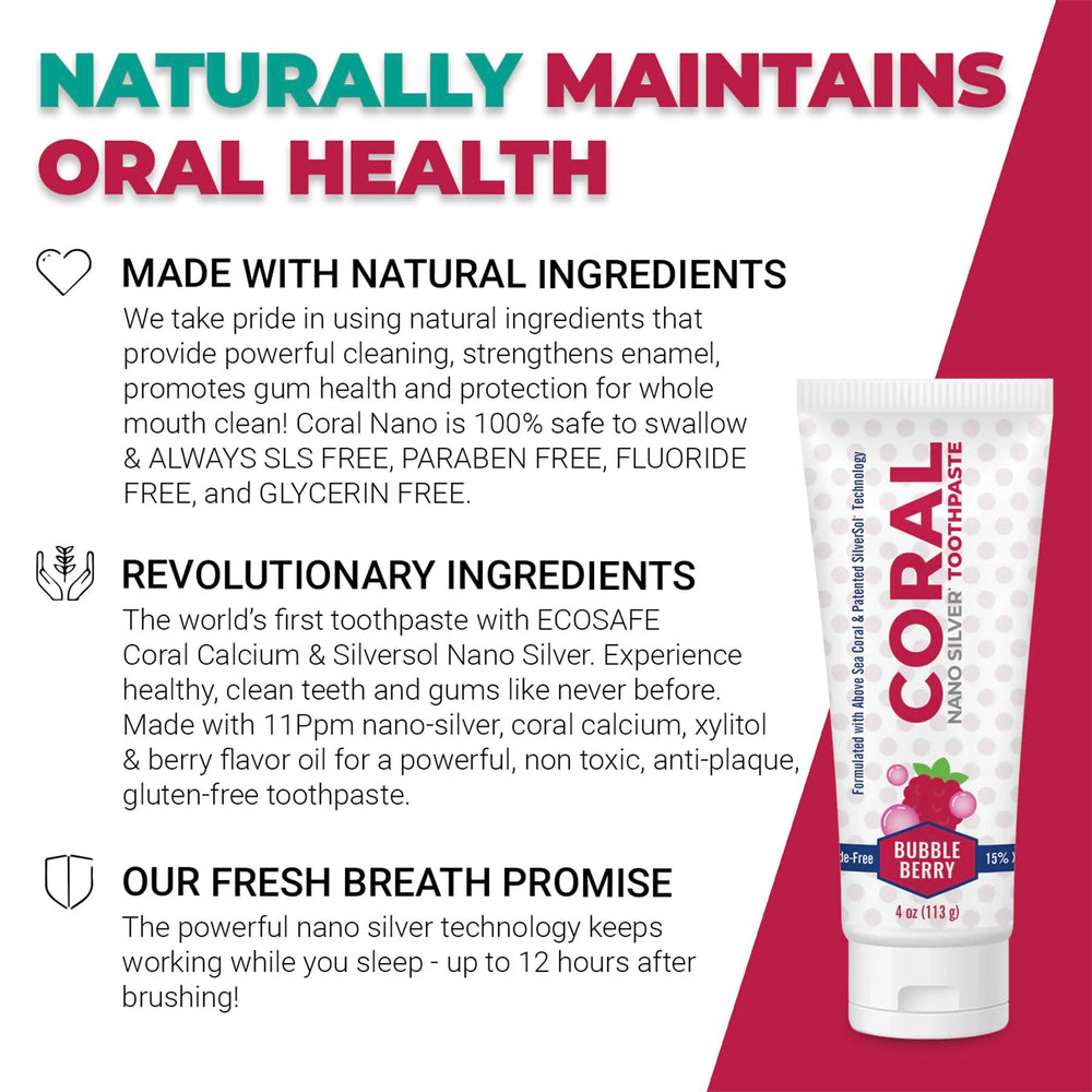 Close-up of toothpaste foam with natural berry flavor