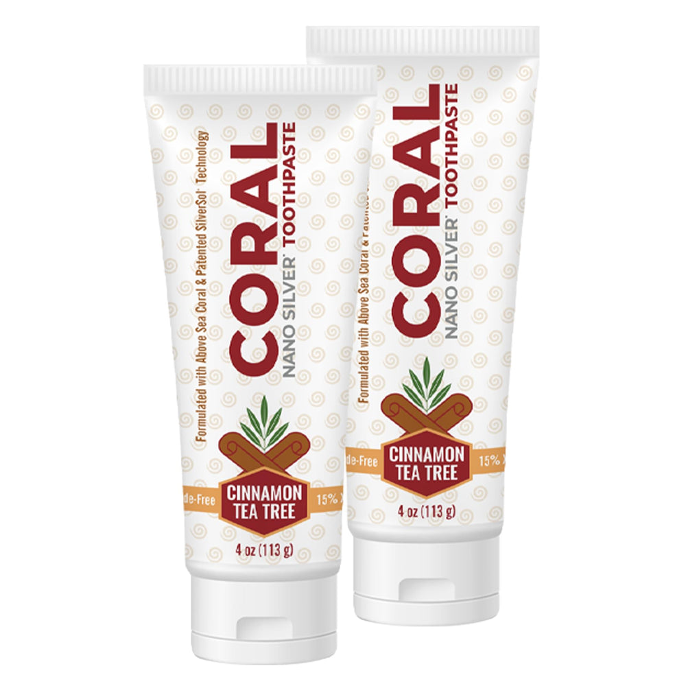 Product shot of Coral Nano Silver Cinnamon Tea Tree Toothpaste 4 oz