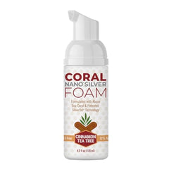Front view of Coral Nano Silver Foaming Cinamon Tea Tree Toothpaste tube