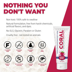 Child brushing teeth with Coral Nano Silver Berry Bubblegum toothpaste