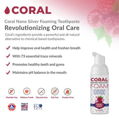 Foaming action shot of Coral Nano Silver toothpaste