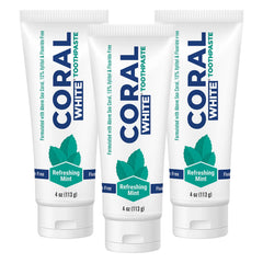 Coral White Mint Toothpaste 3-pack packaging display