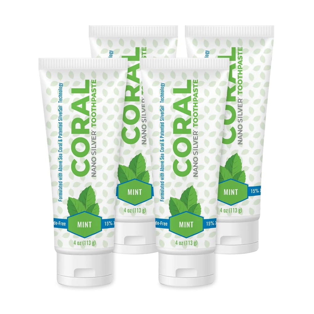 Hero image: Coral White Nano Silver Mint Toothpaste 4 oz (4 pack)
