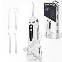 Cordless water flosser showing 300 ml reservoir