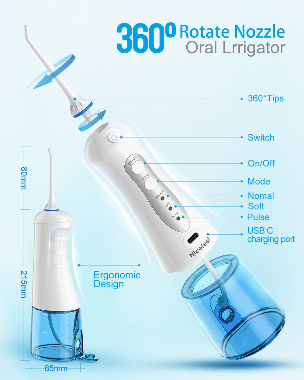 360° rotating long nozzle for deep reach