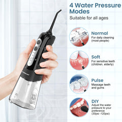 Cordless water flosser in travel storage bag