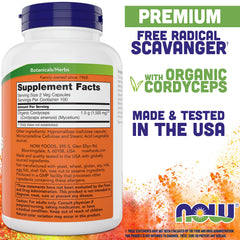 Close-up of Cordyceps 750mg vegetarian capsules