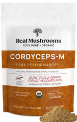 Front view of Real Mushrooms Cordyceps Powder packaging