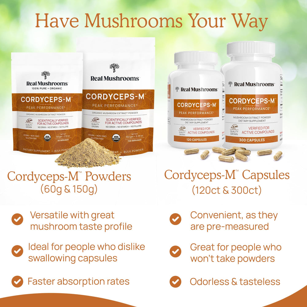 Nutrition facts panel for cordyceps powder