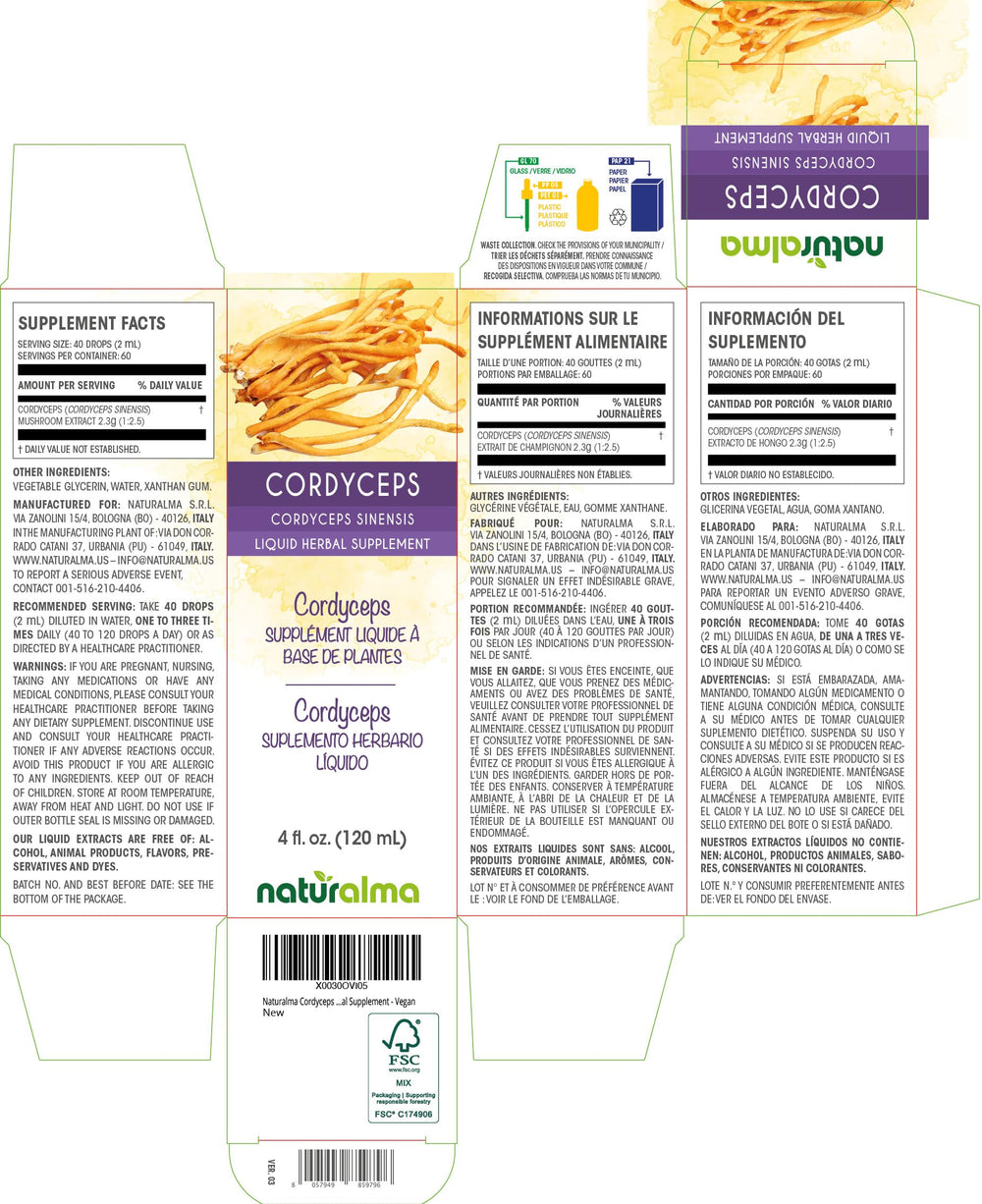 Cordyceps sinensis liquid extract drops bottle.