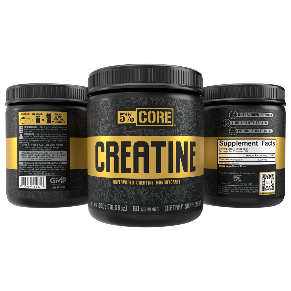 Unflavored micronized creatine powder scoop