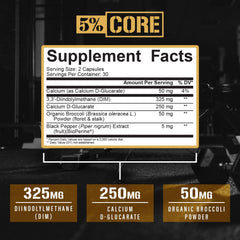 Label showing 325 mg DIM per serving