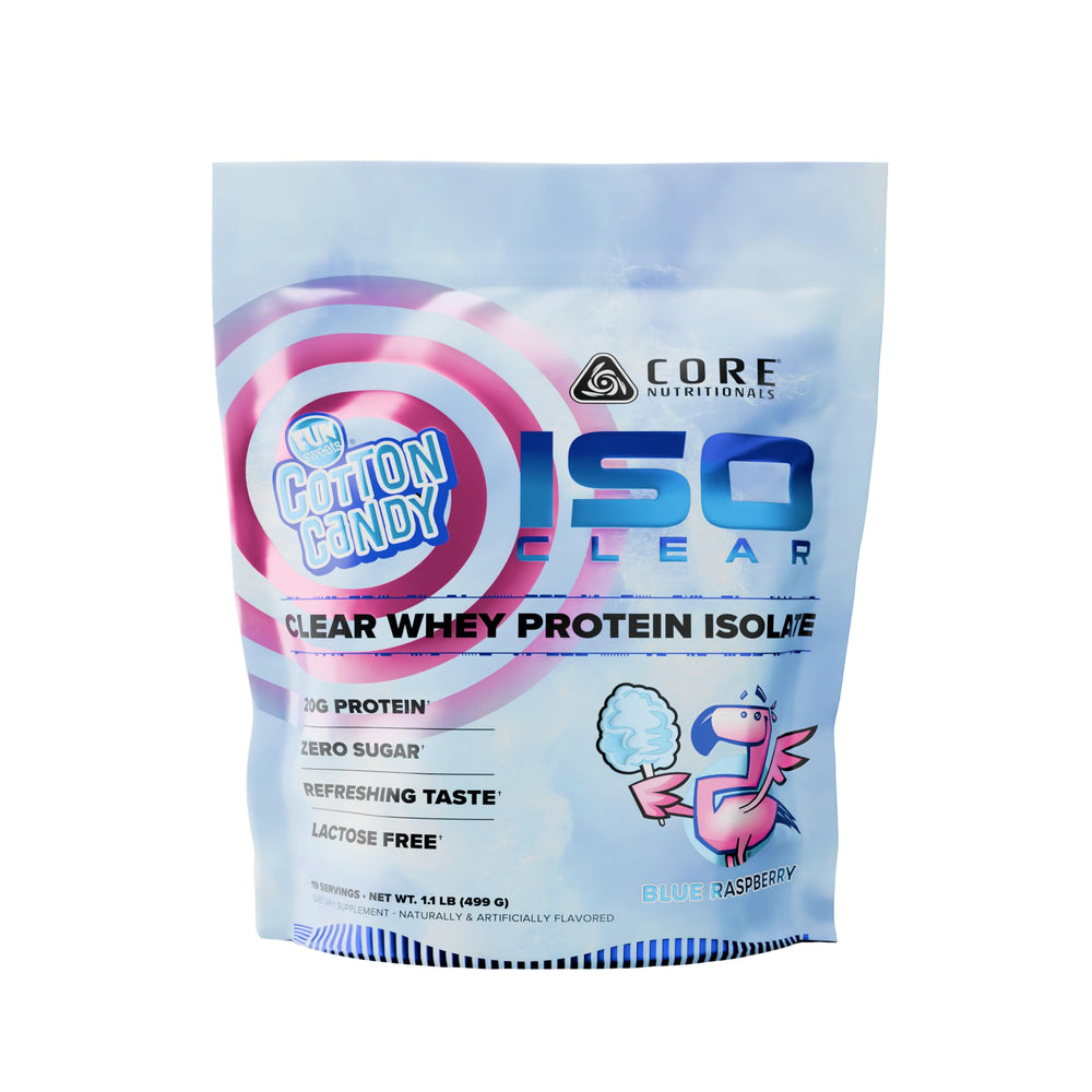 Core Nutritionals Iso Clear bottle in Blue Raspberry for convenient protein boost