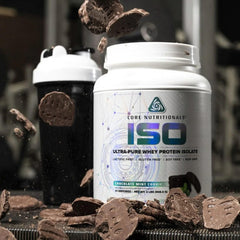 Core Nutritionals Iso Whey natural flavors illustration emphasizes clean ingredients and great taste