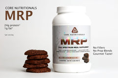 Core Nutritionals MRP powder scoop closeup for protein-packed shakes.