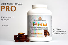 Core Nutritionals Pro Sustained Release whey label showcases digestive enzymes for improved absorption.
