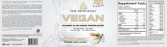 Label showing ingredients for Core Vegan Protein Blend Vanilla Cream 2lb