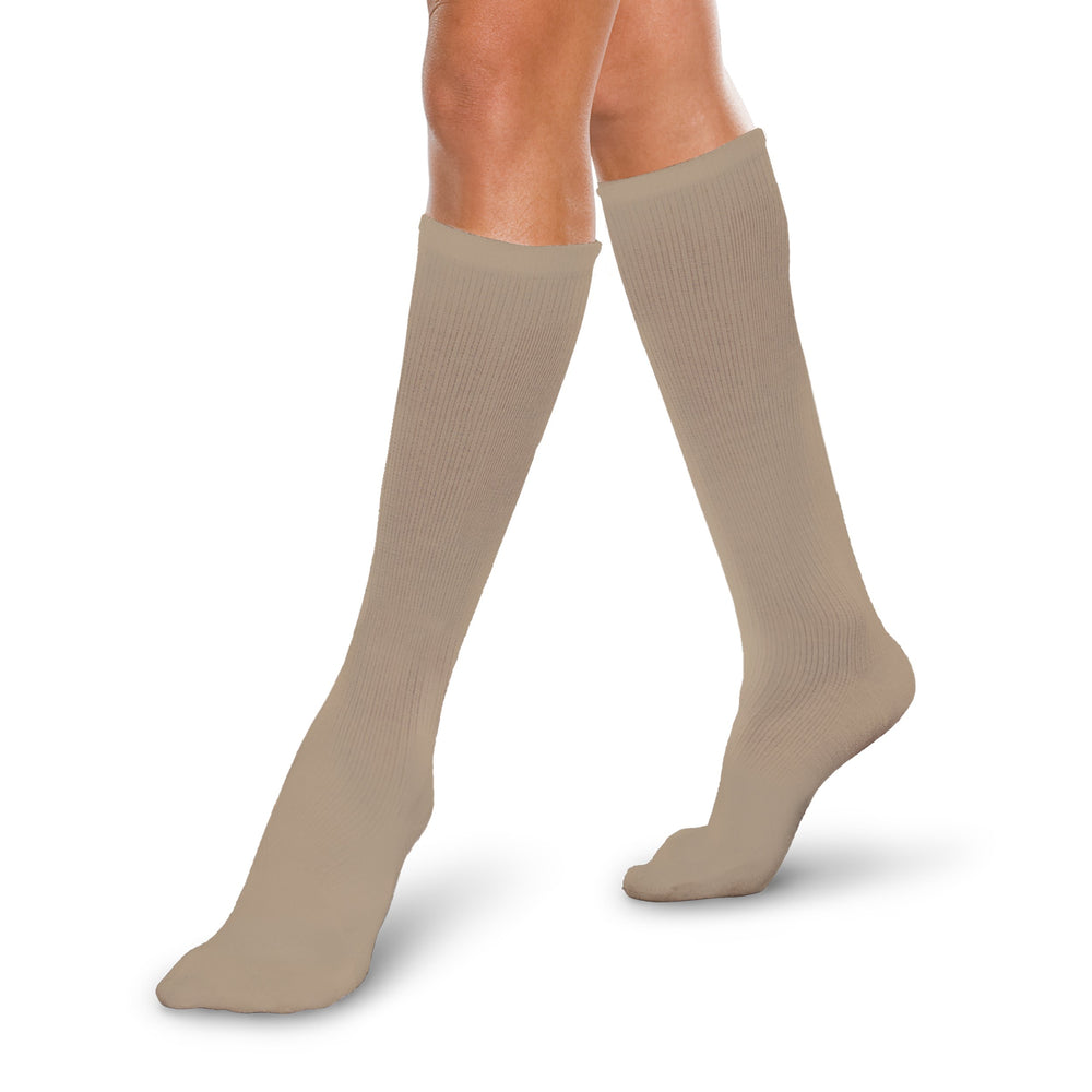 Khaki Core-Spun knee-high compression sock, 10-15 mmHg, 2X-Large Regular