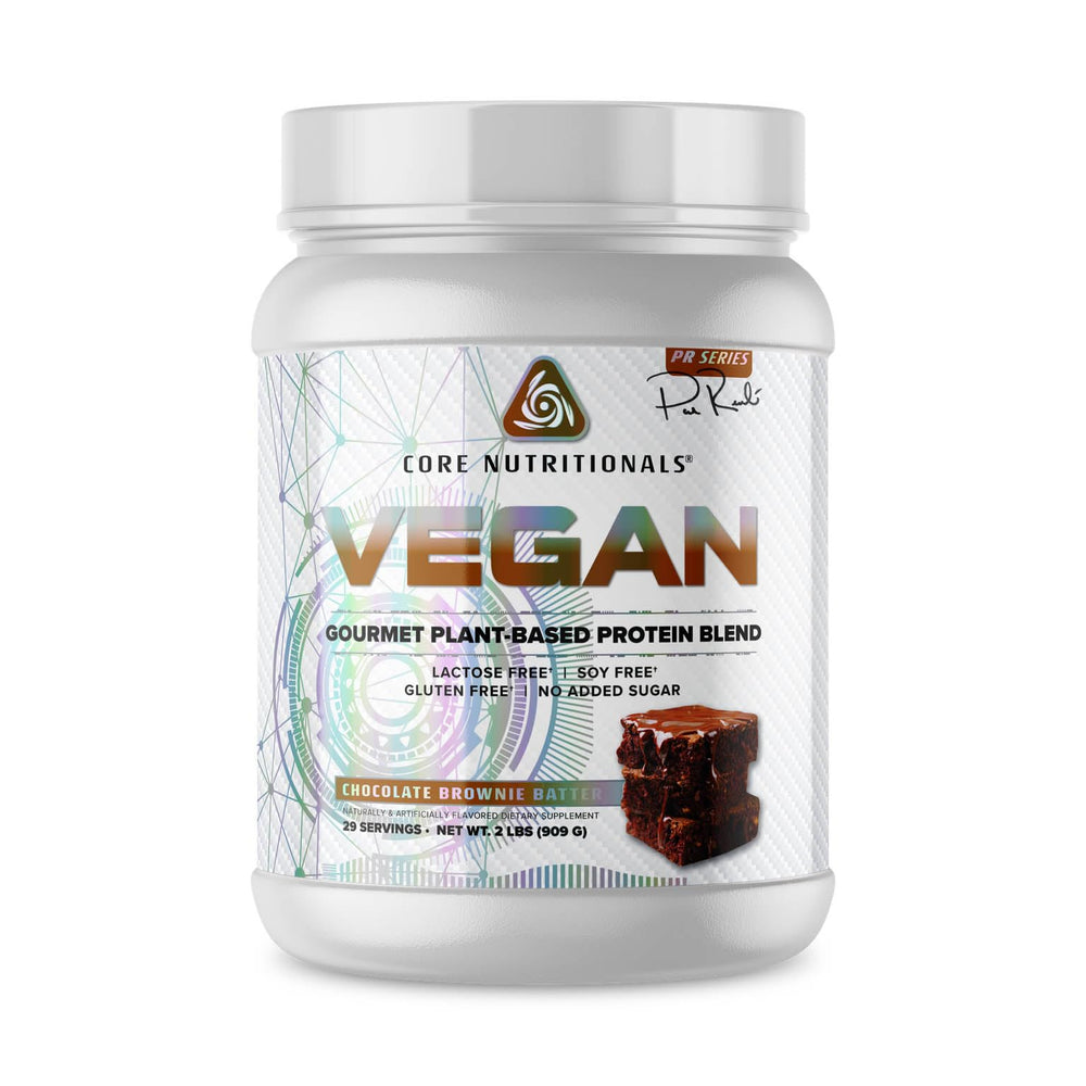 Packaging of Core VEGAN Gourmet Plant-Based Protein Blend Chocolate Brownie Batter 2 lb