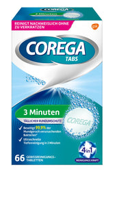 Front view of Corega Denture Cleaning Tablets 66-pack