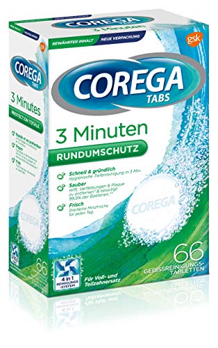 3-minute deep clean action with Corega tabs