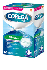 3-minute rapid cleaning action with Corega tabs