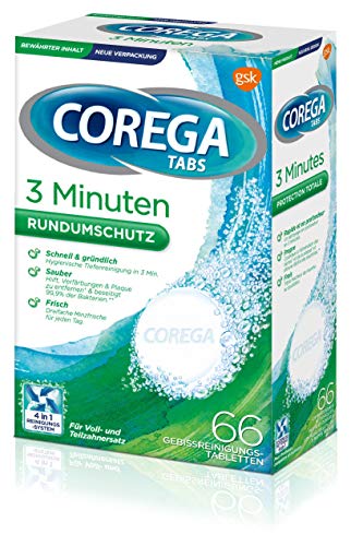 Corega denture cleaning tablets in dispensing pack