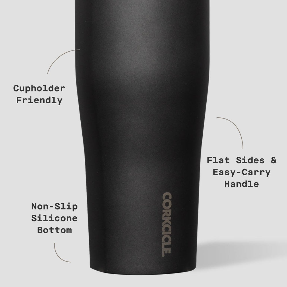 Corkcicle infuser lid doubles as fruit strainer for infused drinks.