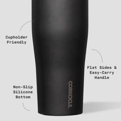 Corkcicle infuser lid doubles as fruit strainer for infused drinks.