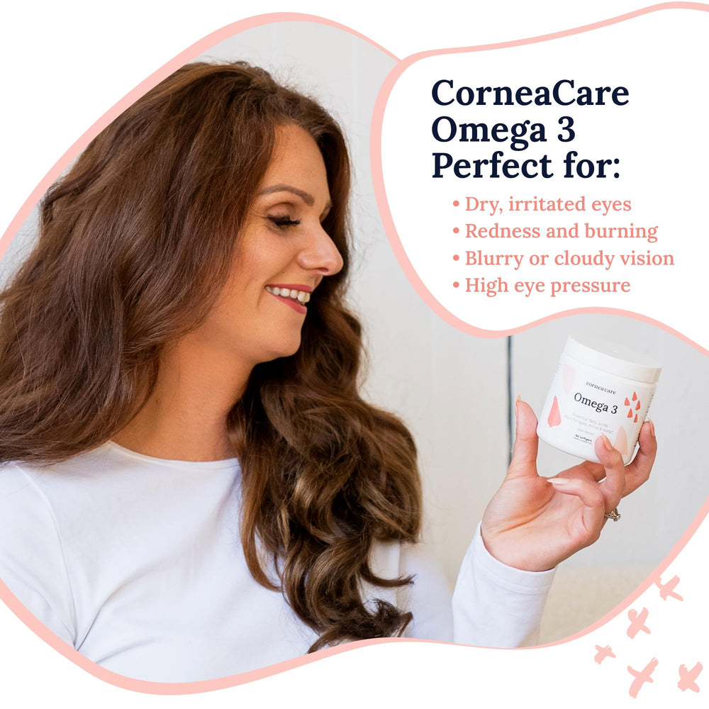 Close-up of CorneaCare Omega 3 softgels