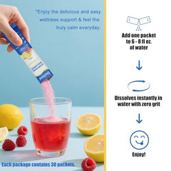 A single Cortisol Calm stick being stirred into a glass of water