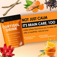 Ingredients panel highlighting Ashwagandha, L-Theanine, Turmeric