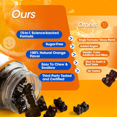 Vegan, sugar-free label with allergen-free icons